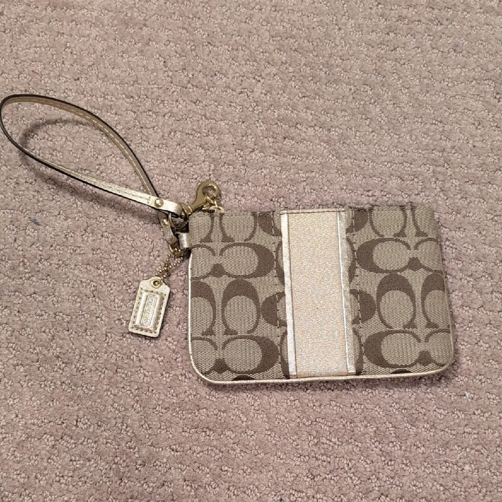 Coach Monogram Wristlet in Brown and Cream NWOT